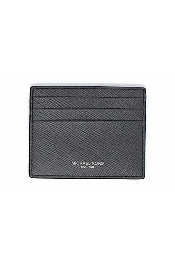 Mens Slim Leather Card Case Wallet (Grey Saff)
