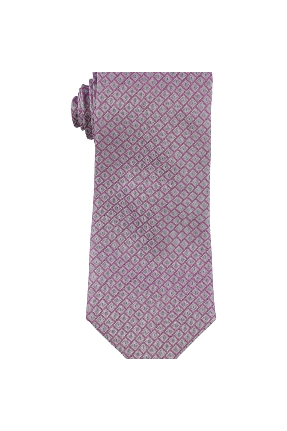 Mens Square Print Self-tied Necktie, Pink, One Size