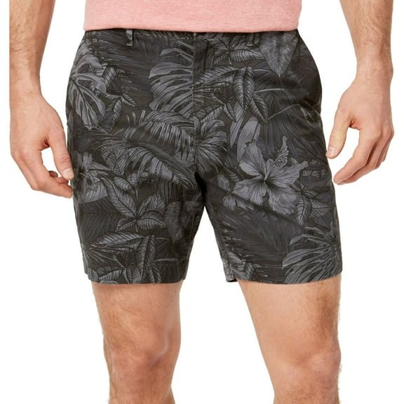 Michael Kors Mens Stretch Casual Chino Shorts, Grey, 34