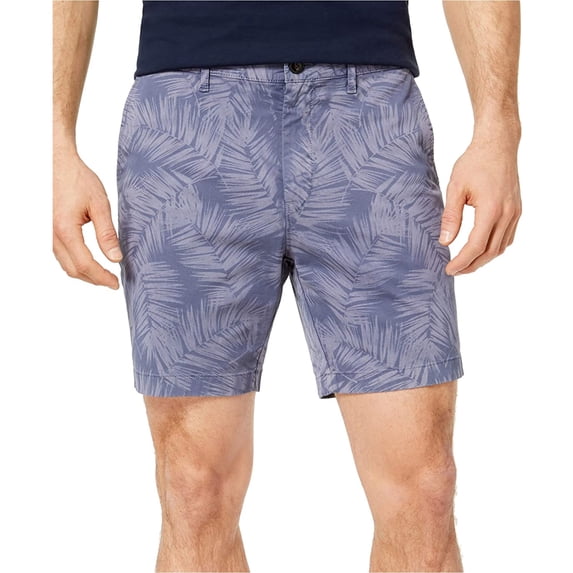 Michael Kors Mens Stretch Floral-Print Casual Walking Shorts 30 Smokey Blue