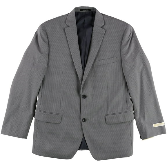 Michael Kors Mens Stripe Two Button Blazer Jacket, Grey, 42 Regular