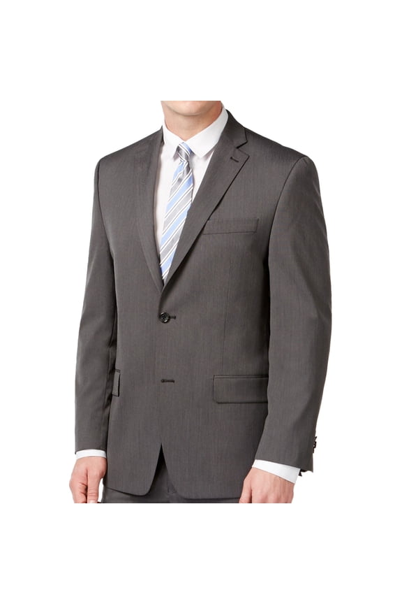 Mens Suit Two Button Blazer Jacket, Grey, 40 Long