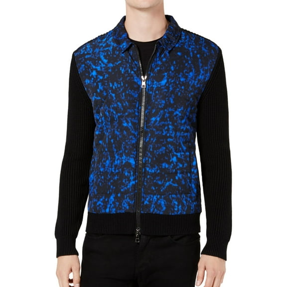 Michael Kors Mens Two-Way Zip Quilted Jacket, Black, Medium