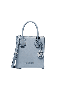 Michael Kors Mercer Extra-Small Pebbled Leather Crossbody Bag (PALE BLUE)