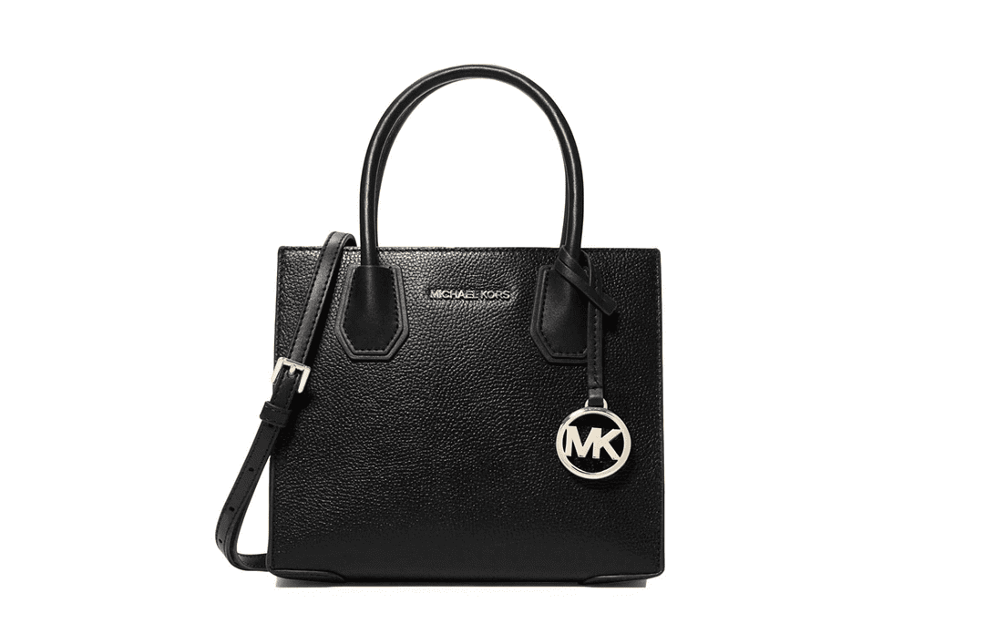 Michael Kors Mercer Medium Leather Messenger Crossbody Handbag (Black ...