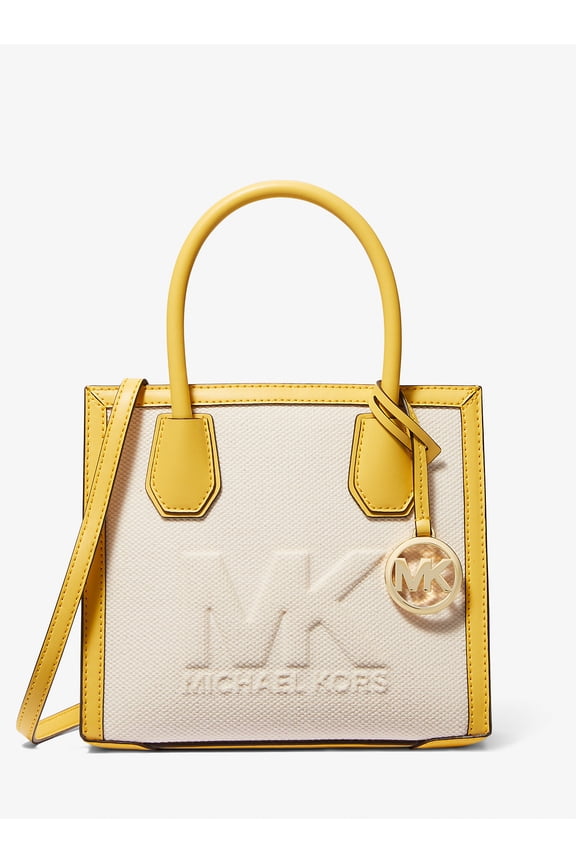 Mercer Medium Logo Embossed Cotton Canvas Crossbody Bag, Daffodil Yellow