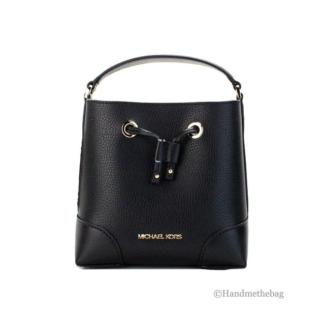 Michael Kors Mercer Small Black Pebbled Leather Shoulder Bucket