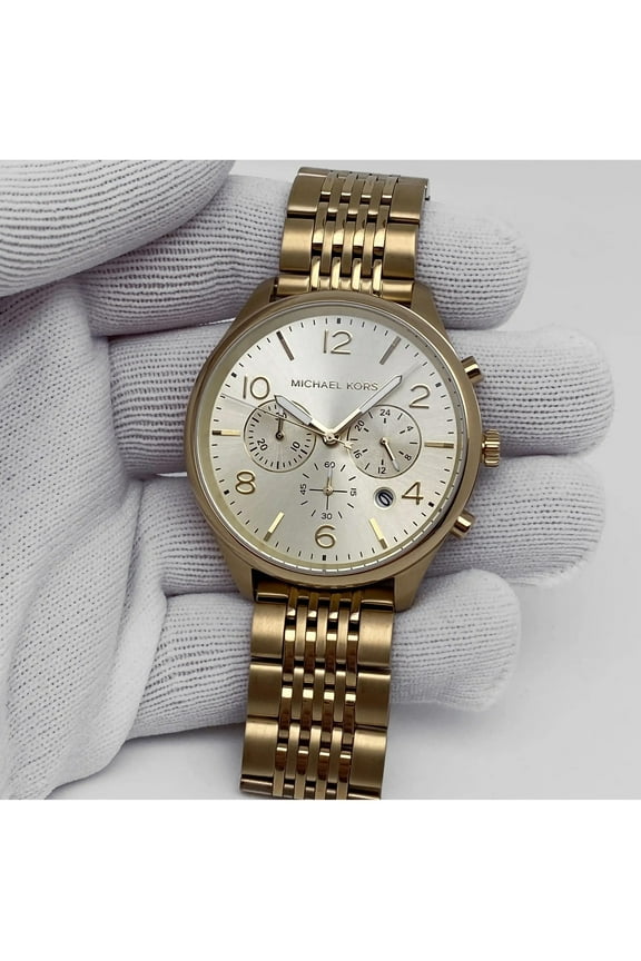 Merrick Chronograph Steel 42mm Gold Dial Quartz Mens Watch MK8638