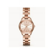 Michael Kors Mini Slim Runway 34mm Steel Rose Dial Quartz Ladies Watch MK3513