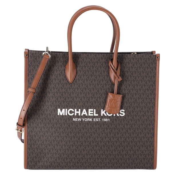 Michael Kors Signature Designer Handbag - Mirella Large Brown PVC 