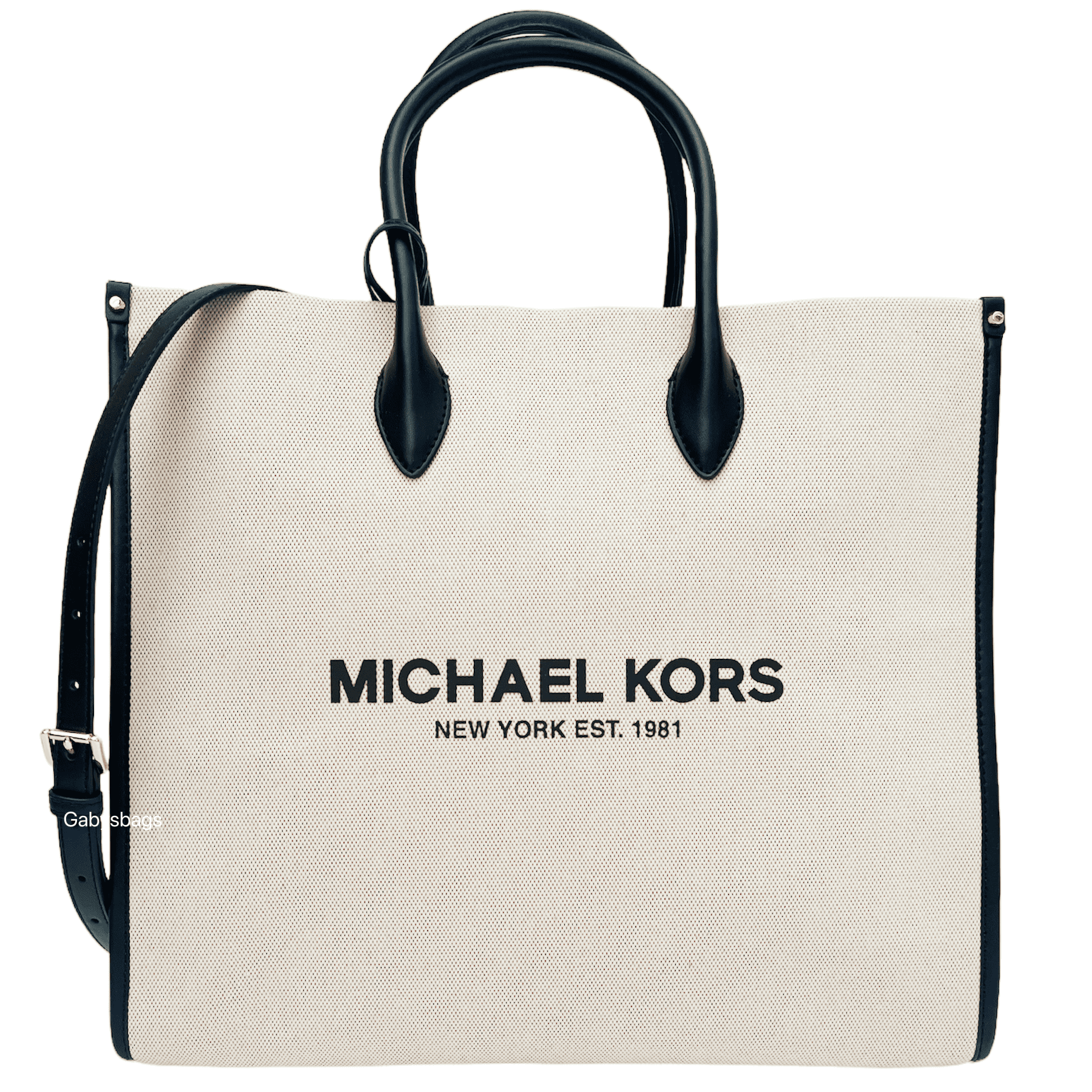 Michael Kors Mirella Large Logo Jacquard Tote Crossbody Bag Neutral Black  Logo