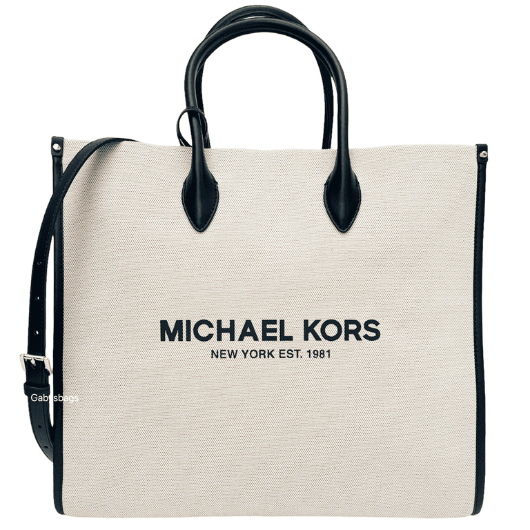 Michael Kors Mirella Large Jacquard Tote Bag Neutral Black Logo - Walmart.com