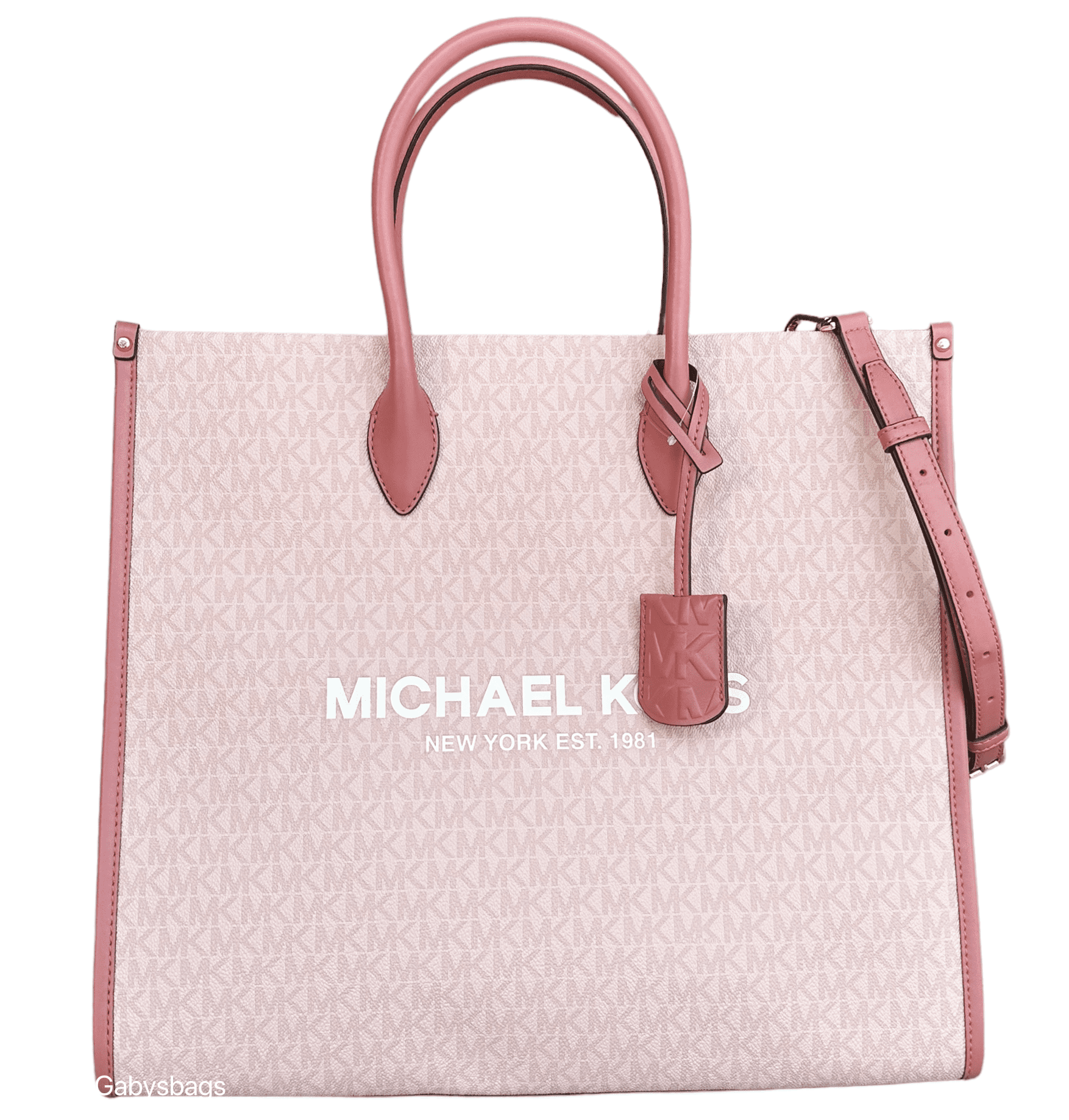 Michael Kors Mirella Large Signature MK Tote Bag Powder Blush Pink Walmart.com