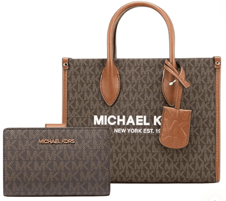 Michael Kors Mirella Small Brown PVC Top Zip Shopper Tote Michael Kors Mirella Small Brown PVC Top Zip Shopper Tote