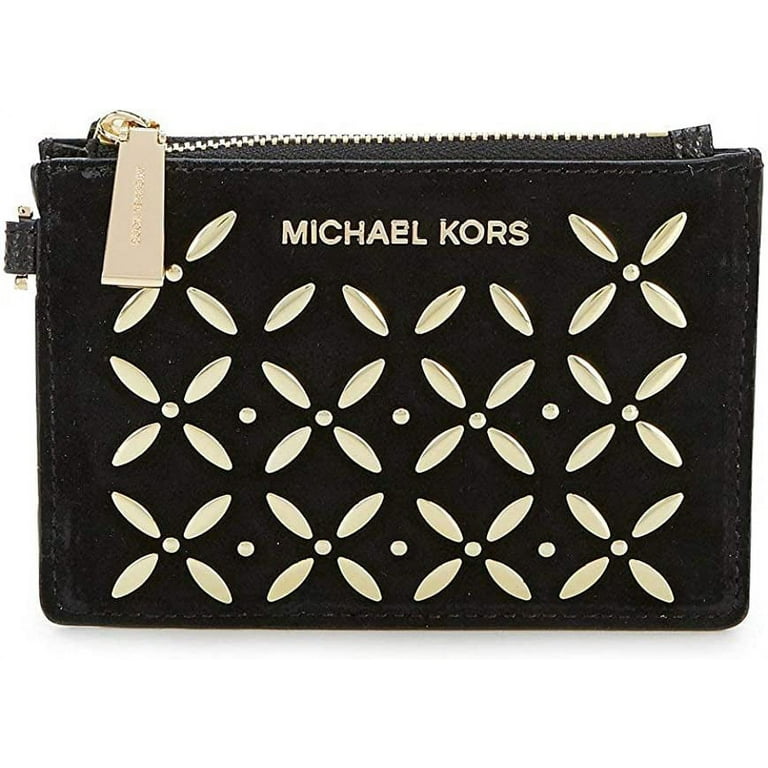 Michael Kors Money Pieces Small Coin Purse Embellished Suede Black Gold Walmart