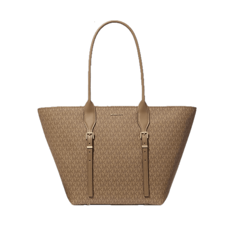 Michael Kors Moore Large Buckle Tote In Husk Signature