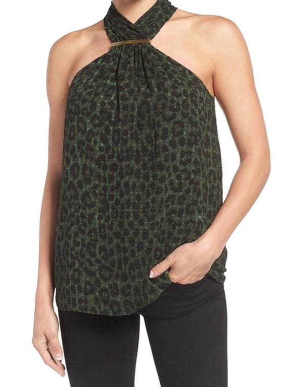 NEW Green Womens Size Small S Leopard Print Halter Top