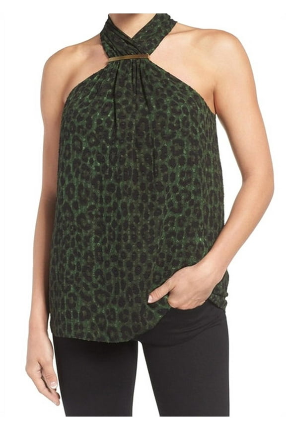 NEW Green Womens Size Small S Leopard Print Halter Top