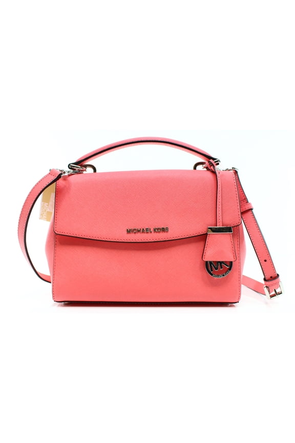 NEW Pink Coral Silver Ava Top Handle Satchel Leather