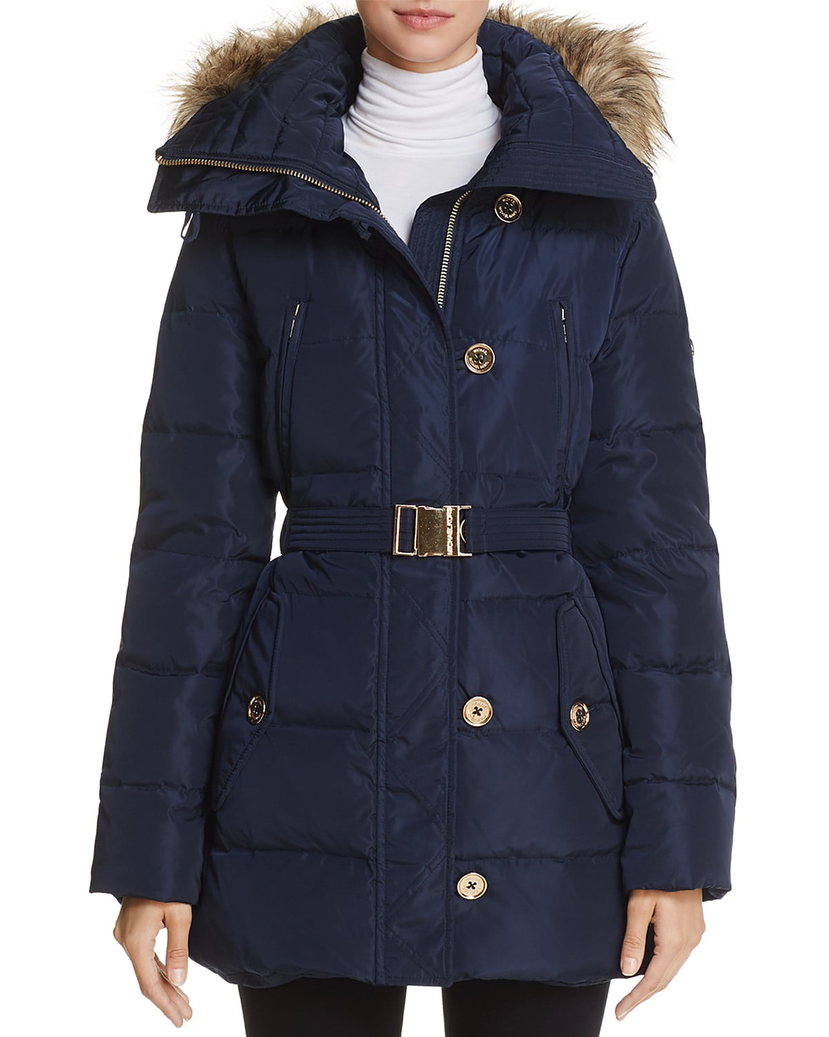 Michael kors navy blue down clearance coat