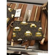 Michael Kors Nyc Jst Sm Coinpouch Id Holder Leather Wallet Mk Brown Yello Taxi
