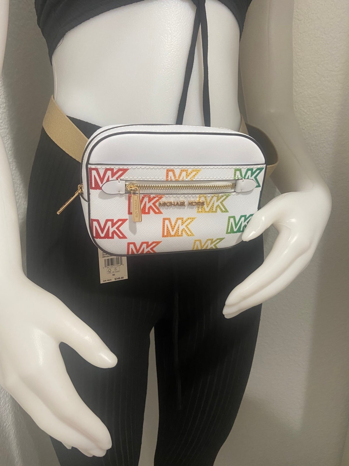 White michael kors belt bag sale