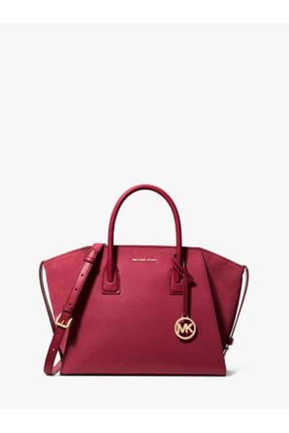 Outlet Avril Large Leather and Suede Satchel - Cherry
