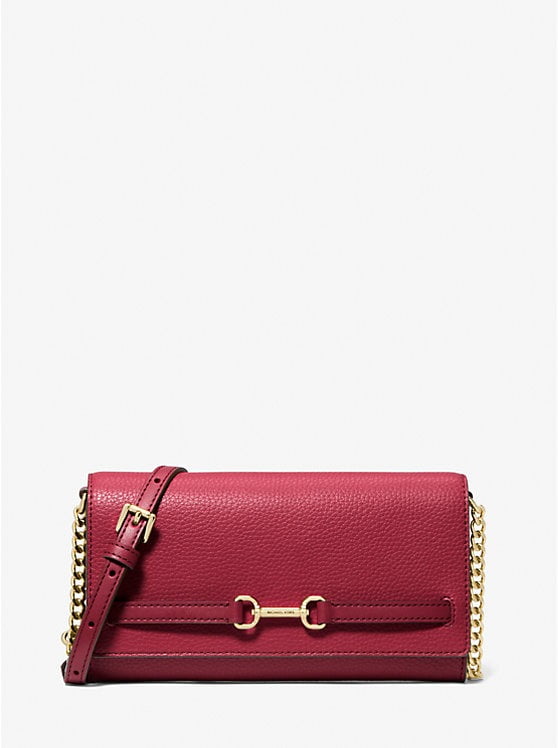 Outlet Carson Large Pebbled Leather Convertible Crossbody Bag - Cherry