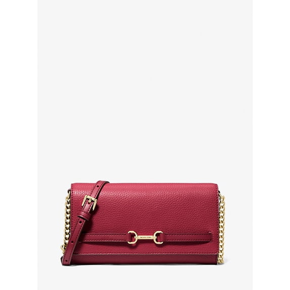 Michael Kors Outlet Carson Large Pebbled Leather Convertible Crossbody Bag - Cherry