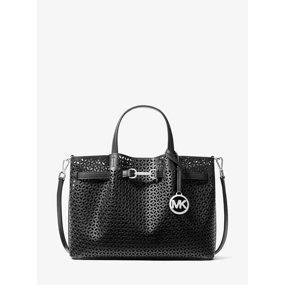 Michael Kors Outlet Carson Medium Floral Laser Cut Satchel - Black