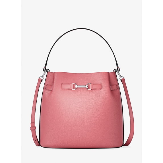 Michael Kors Outlet Carson Medium Pebbled Leather Convertible Bucket Crossbody Bag - Hibiscus