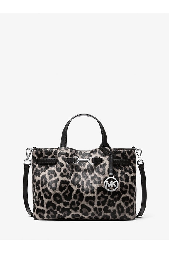 Outlet Carson Small Leopard Print Calf Hair Satchel - Black