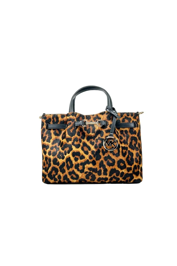 Outlet Carson Small Leopard Print Calf Hair Satchel - Butterscotch