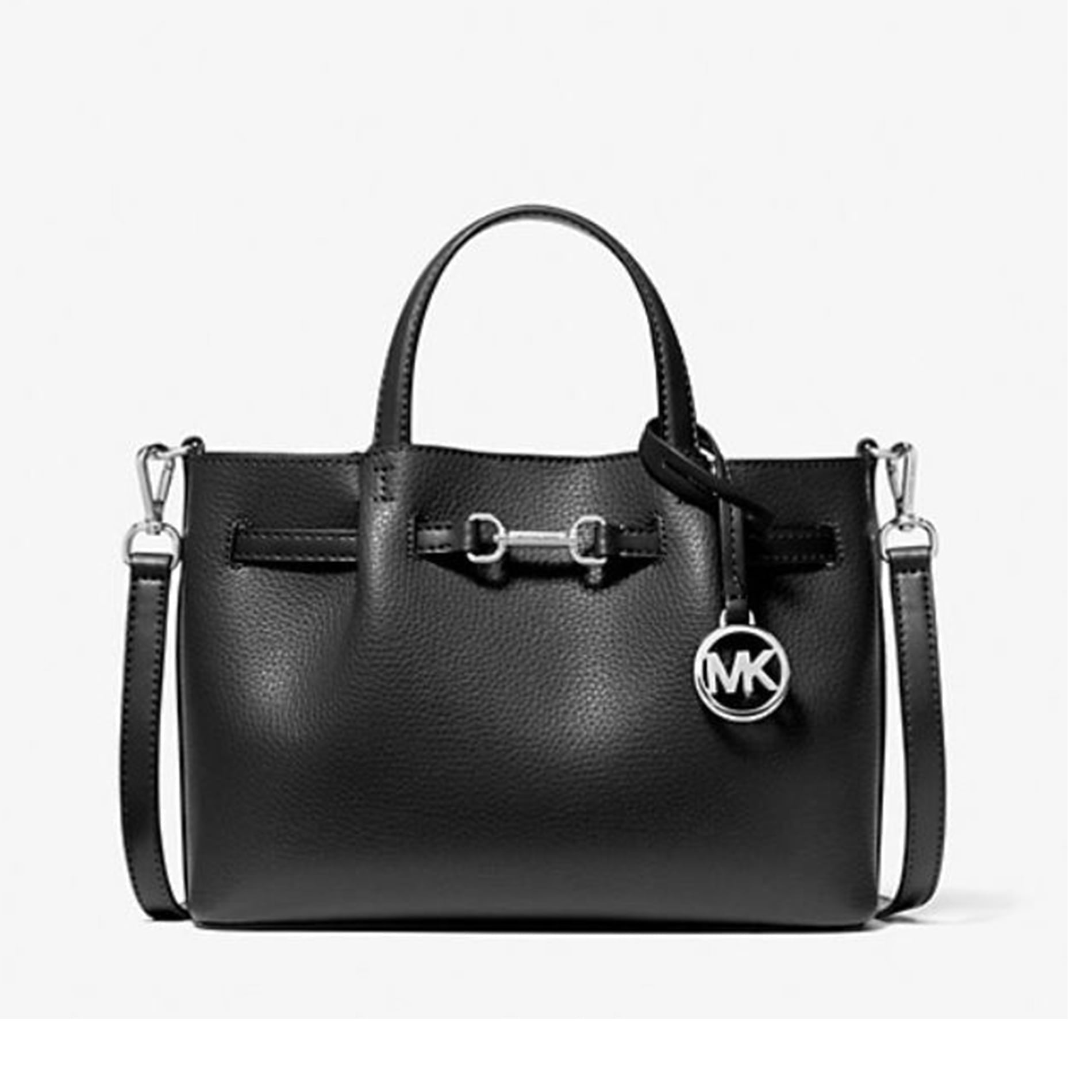 茶 comcom com Michael Kors, Satchel, Carson Small Pebbled Leather, Black
