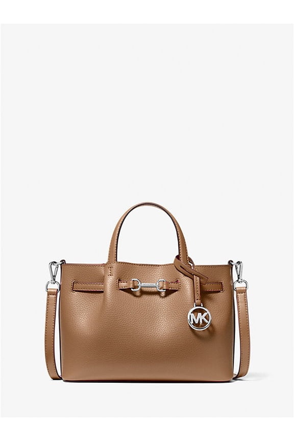 Outlet Carson Small Pebbled Leather Satchel - Drift Wood