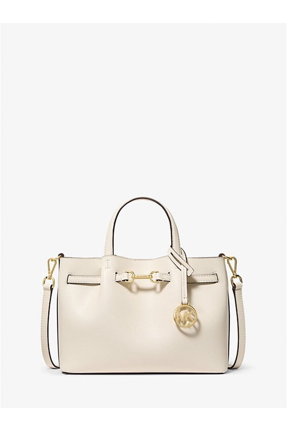 Outlet Carson Small Pebbled Leather Satchel - LT Cream