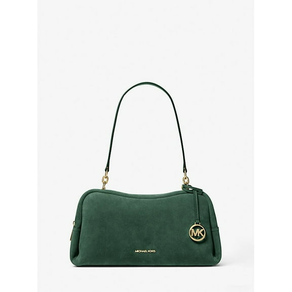 Michael Kors Outlet Cecily Medium Suede Shoulder Bag - Moss