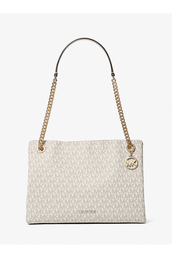 Outlet Christina Medium Signature Logo Messenger Bag - Light Cream Multi