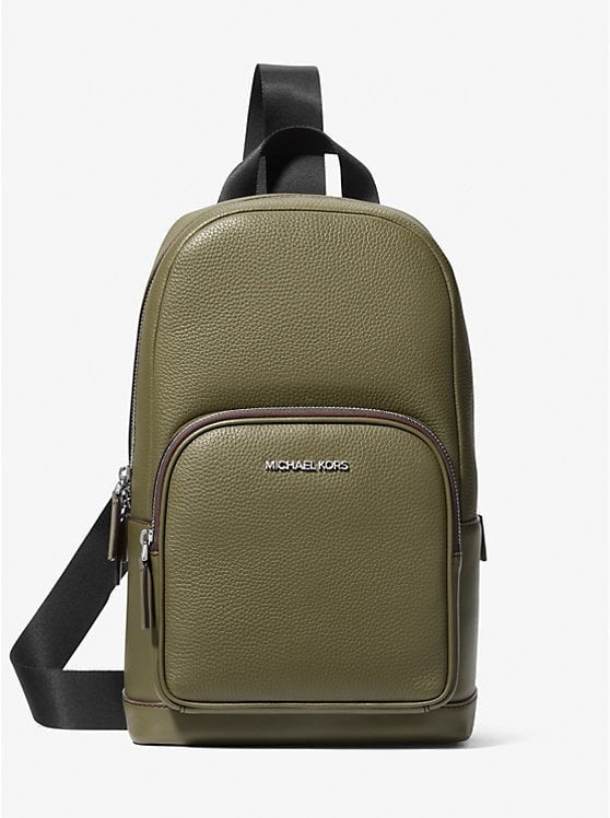 Michael Kors Outlet Cooper Pebbled Leather Sling Pack - Olive