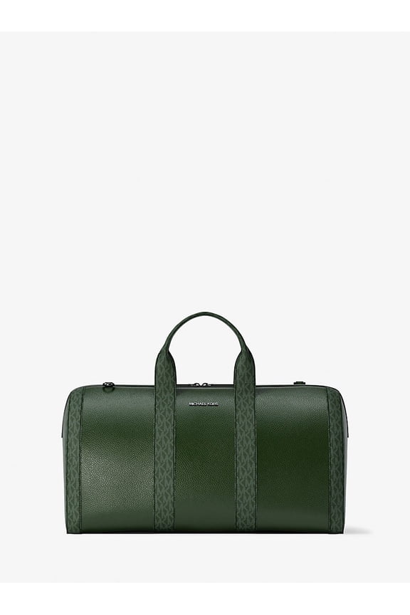 Outlet Cooper Pebbled Leather and Signature Logo Duffel Bag - Moss