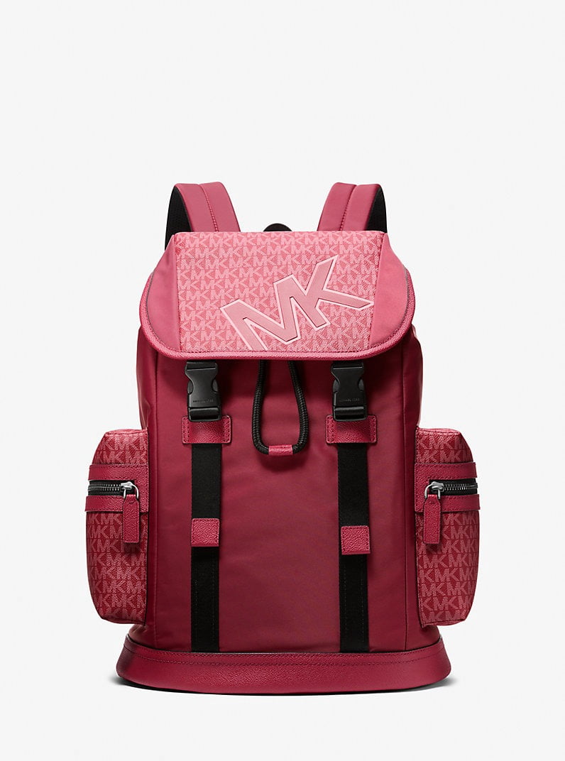 Michael Kors Outlet Cooper Signature Logo and Nylon Backpack 