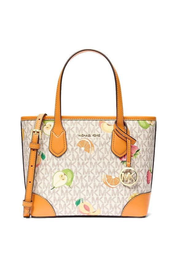 Womens Eva Extra-Small Printed Signature Logo Convertible Satchel (Vanilla / Multi)