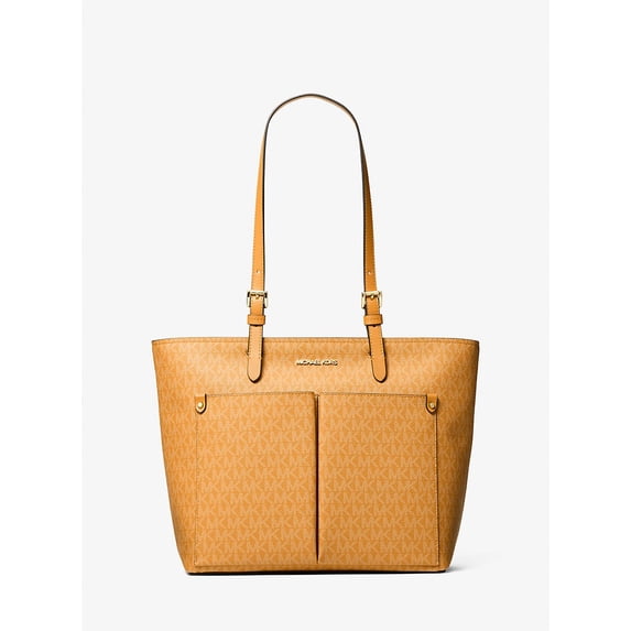 Michael Kors Outlet Jet Set Medium Signature Logo Pocket Tote Bag - Radiant Orange