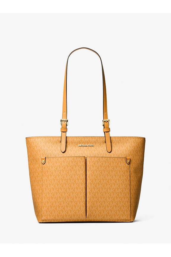 Outlet Jet Set Medium Signature Logo Pocket Tote Bag - Radiant Orange