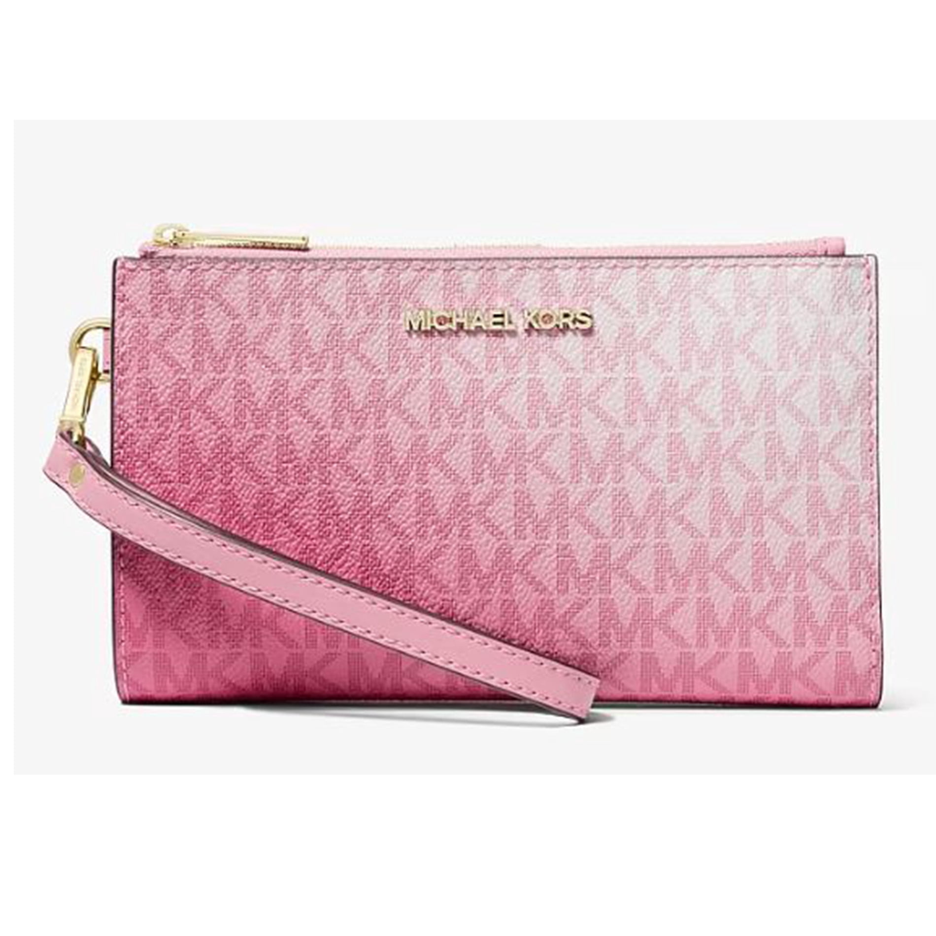 Michael Kors Jet Set Travel Wristlet, Double Zip, Signature PVC