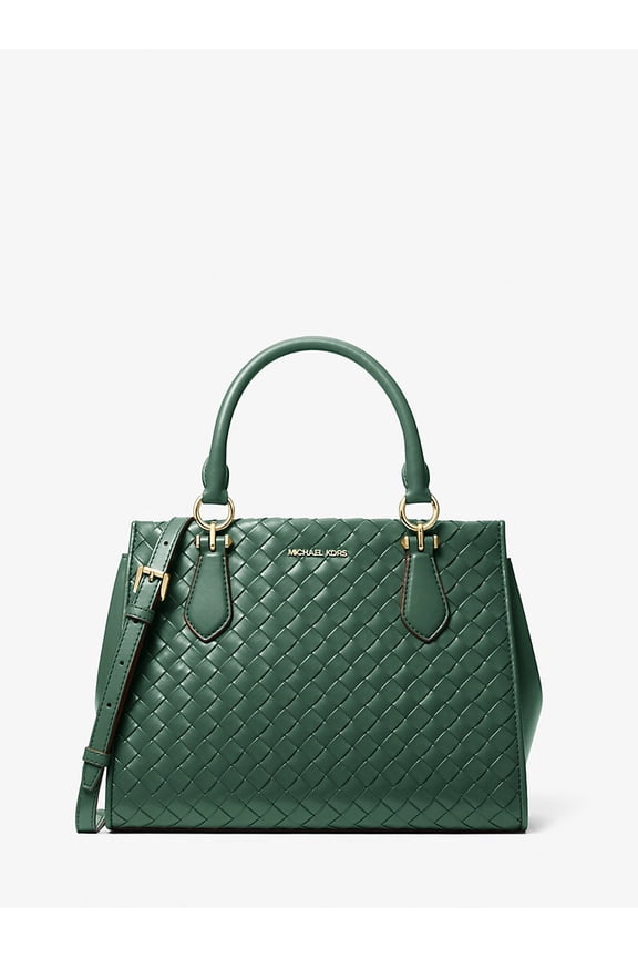 Outlet Marilyn Medium Woven Satchel - Moss