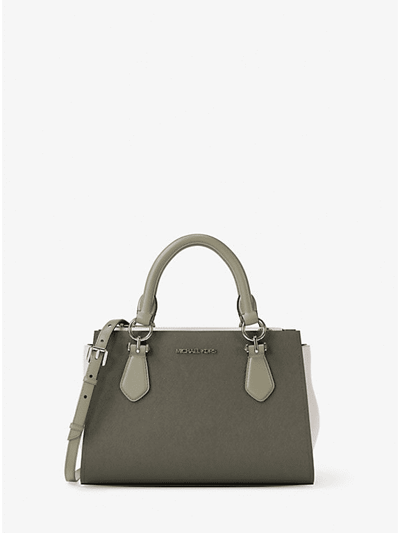 Outlet Marilyn Small Color-Block Saffiano Leather Messenger Bag - Olive Multi
