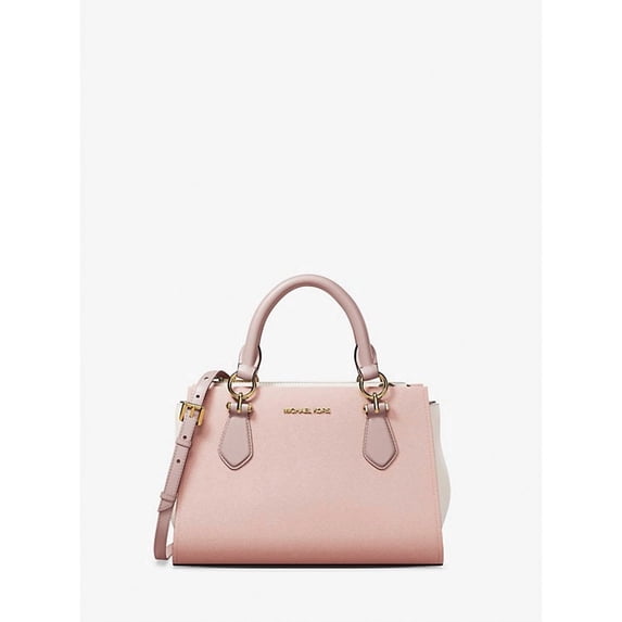 Michael Kors Outlet Marilyn Small Color-Block Saffiano Leather Messenger Bag - Powder Blush Multi