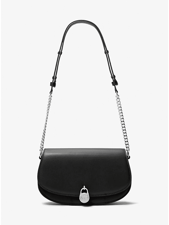 Outlet Mila Medium Leather Messenger Bag - Black