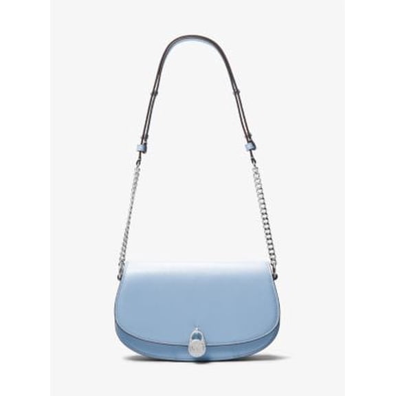 Michael Kors Outlet Mila Medium Leather Messenger Bag - LT Sky